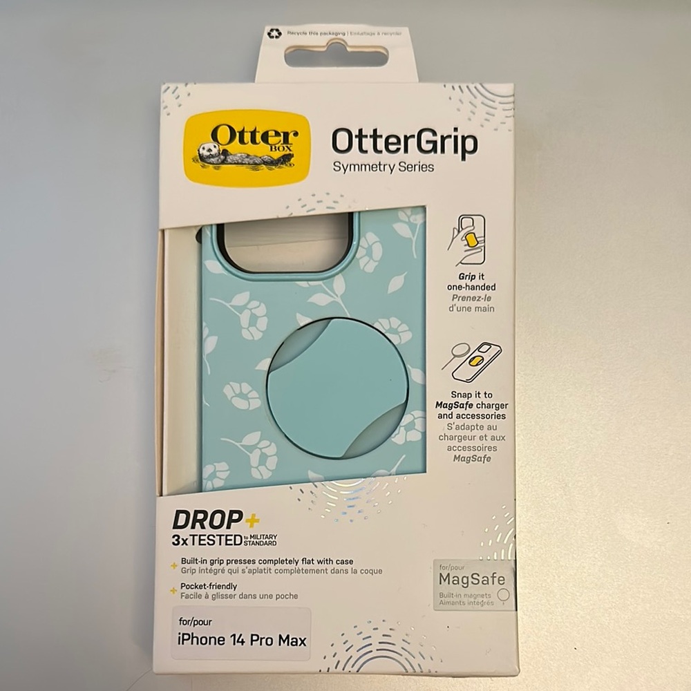 OtterBox Symmetry Blue Case iPhone 14 Pro Max with Pop out Grip and MagSafe